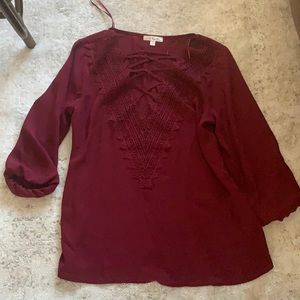 Lace up detail blouse